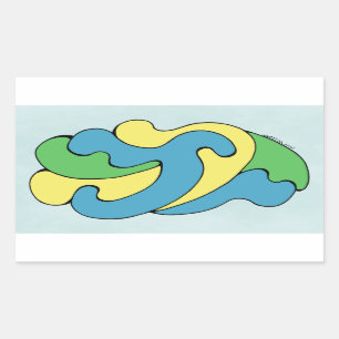 Pegatina Rectangular Curvas de abrazo (amarillo, azul, verde)