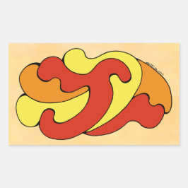 Pegatina Rectangular Curvas de abrazo (amarillo, rojo, Naranja)