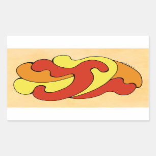 Pegatina Rectangular Curvas de abrazo (amarillo, rojo, Naranja)