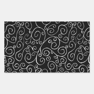 Pegatina Rectangular Curvas de desplazamiento blancas en negro