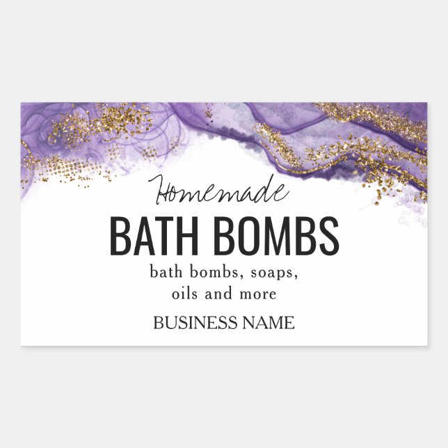 Pegatina Rectangular Custom Bath Bomb Label Template – Editable Logo &  (Anverso)