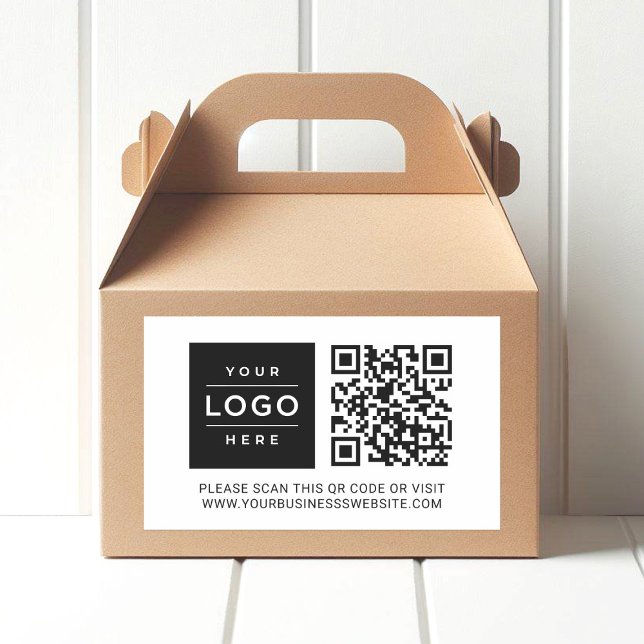 Pegatina Rectangular Custom Business Logo and Website QR Code (Subido por el creador)