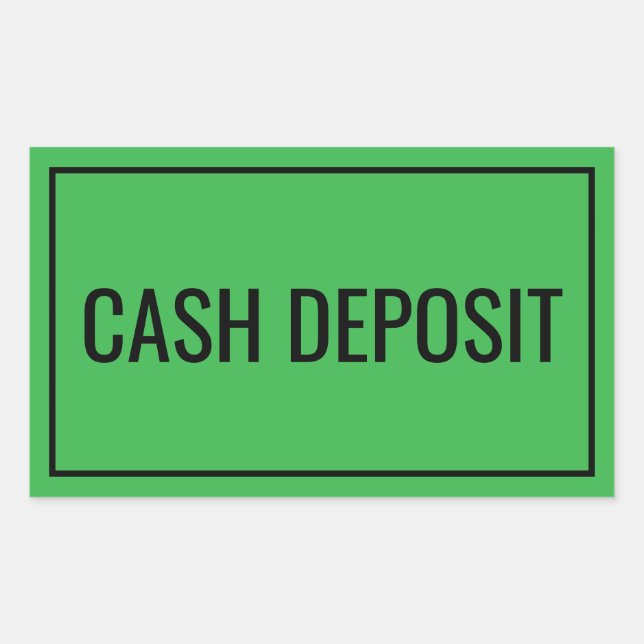 Pegatina Rectangular Custom Cash Deposit Text Sticker for Banking Use (Anverso)