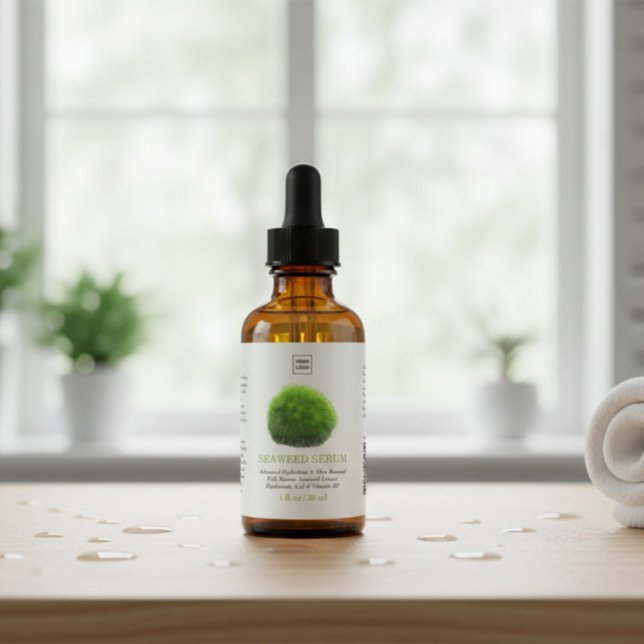Pegatina Rectangular Custom Professional Seaweed Serum Skincare Label (Subido por el creador)