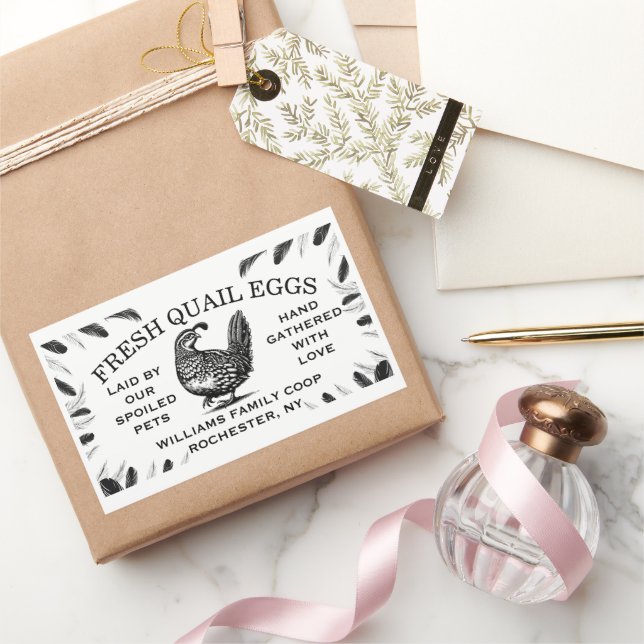 Pegatina Rectangular Custom Quail Egg Carton Labels for Your Farm (Regalar)