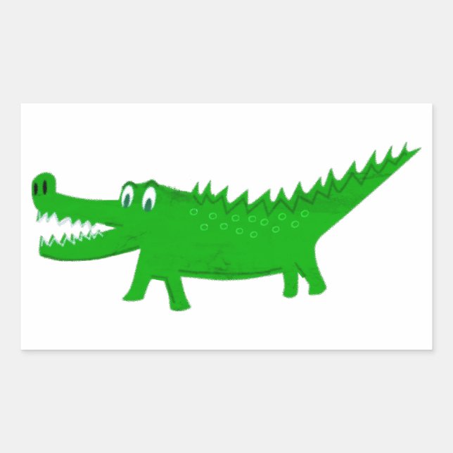 Pegatina Rectangular  Cute Alligator Drawing (Anverso)