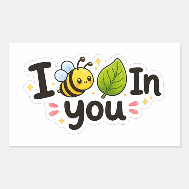 Pegatina Rectangular Cute Bee Te Amo Sticker – Abeja de Miel Adorable  (Anverso)
