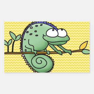 Pegatina Rectangular Cute Camaleón De Dibujos Animados Divertido Lagart