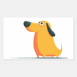 Pegatina Rectangular Cute Cartoon Dachshund Illustration – Funny Sausag