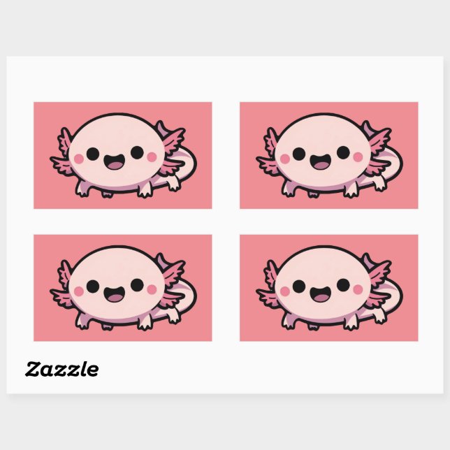 Pegatina Rectangular Cute Chibi Axolotl (Hoja)