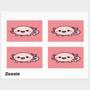 Pegatina Rectangular Cute Chibi Axolotl