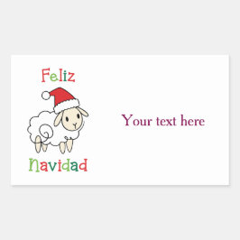 Pegatina Rectangular Cute Christmas Sheep – Feliz Navidad