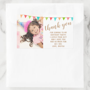 Pegatina Rectangular Cute Divertido Bandera Bunting Kid Cumpleaños Foto