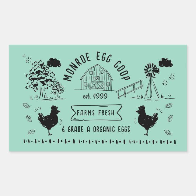 Pegatina Rectangular Cute estilo Personalizado Doodle Rústico Huevo Car (Anverso)