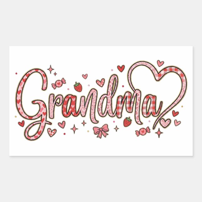 Pegatina Rectangular Cute Grandma Sticker (Anverso)