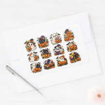 Cute Halloween Ghost Pumpkin Bruja Sticker Retro