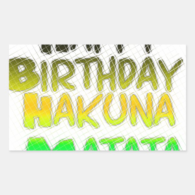 Pegatina Rectangular Cute Happy Birthday Hakuna Matata eco Inspirationa (Anverso)