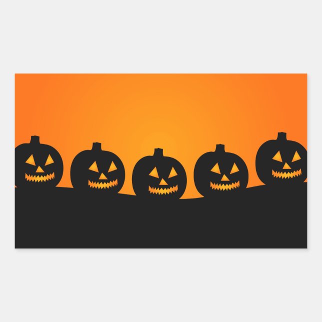 Pegatina Rectangular Cute Happy Halloween Jack O Lantern (Anverso)