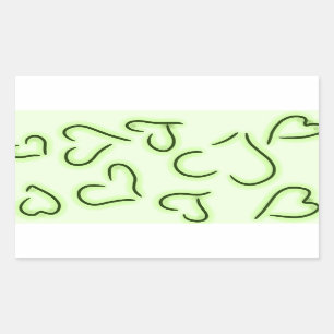 Pegatina Rectangular Cute Hearts Green