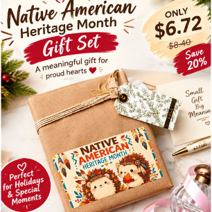 Pegatina Rectangular Cute Hedgehog Mes de la Herencia Nativa Americana
