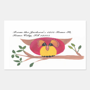Pegatina Rectangular Cute Horned Owl Pinting