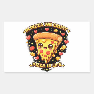 Pegatina Rectangular Cute Kawaii Sticker de Pizza – En Pizza Nosotros C