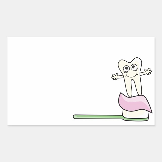 Pegatina Rectangular Cute Kids Dentist (Anverso)