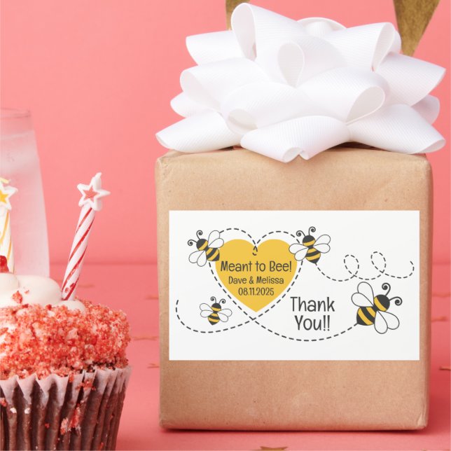 Pegatina Rectangular Cute Meant to Bee Personalized Wedding  (Fiesta)