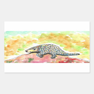 Pegatina Rectangular Cute Pangolin Painting