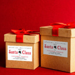 Pegatina Rectangular Cute Retro Rojo Papá Noel Escritorio Navidad Entre