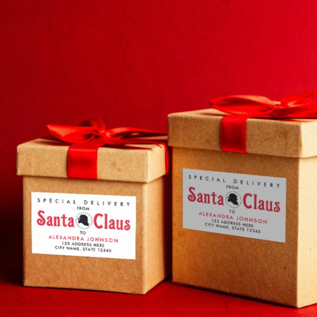 Pegatina Rectangular Cute Retro Rojo Papá Noel Escritorio Navidad Entre (Subido por el creador)
