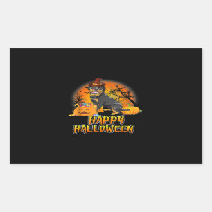 Pegatina Rectangular Cute Rottweiler Happy Halloween Dog Funny Amantes