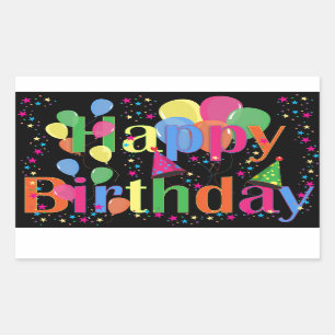 Pegatina Rectangular Cute Simple Coloroso Feliz Cumpleaños