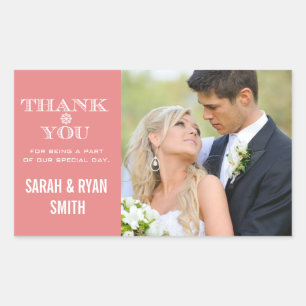 Pegatina Rectangular Cute Snowflake Peach Gracias Pegatinas de fotos