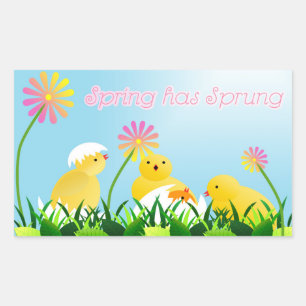 Pegatina Rectangular Cute Spring Chicks