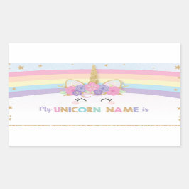 Pegatina Rectangular Cute Unicorn ¿Cuál es tu juego de nombres de unico