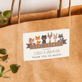 Pegatina Rectangular Cute Woodland Animals Baby Shower | Gracias