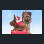 Pegatina Rectangular Cute Yorkshire Terrier Merry Christmas<br><div class="desc">Cute Yorkshire Terrier Merry Christmas</div>