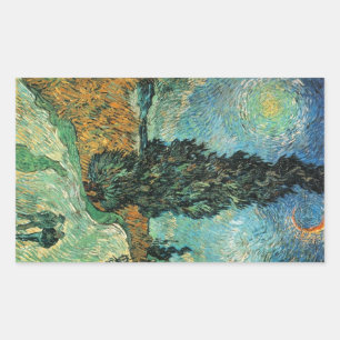 Pegatina Rectangular Cypress Star Van Gogh