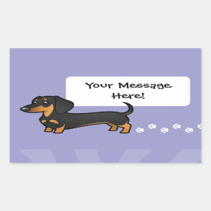 Pegatina Rectangular Dachshund del dibujo animado (capa lisa)