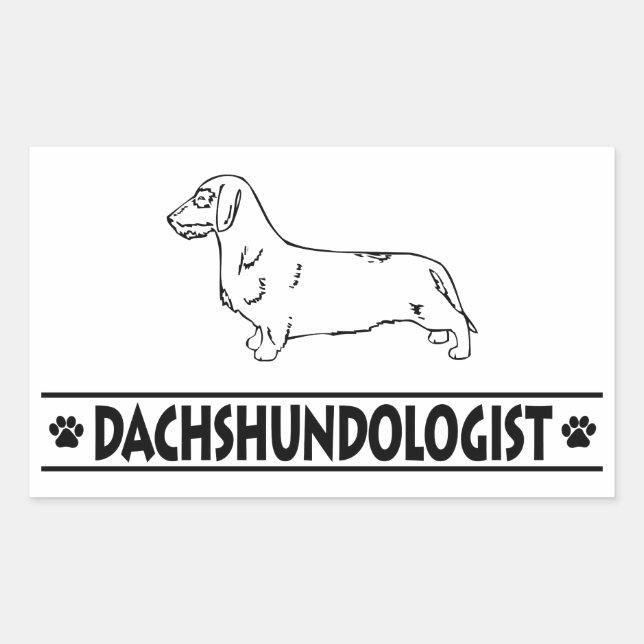 Pegatina Rectangular Dachshund Humorístico de Pelo Duro (Anverso)