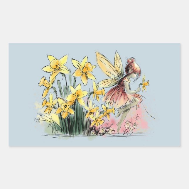 Pegatina Rectangular Daffodil Fairy (Anverso)