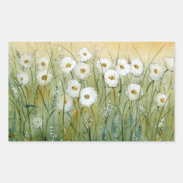 Pegatina Rectangular Daisy Spring I (Anverso)