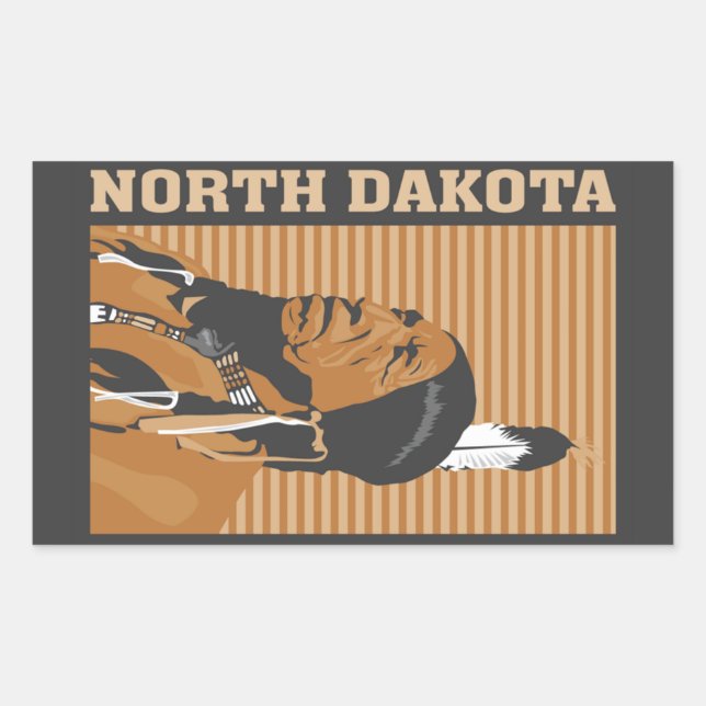 Pegatina Rectangular Dakota del Norte (Anverso)