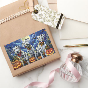 Pegatina Rectangular Dálmata Halloween Espeluznante