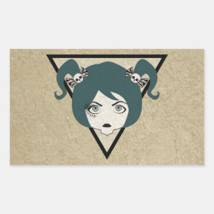 Pegatina Rectangular dama de ojos