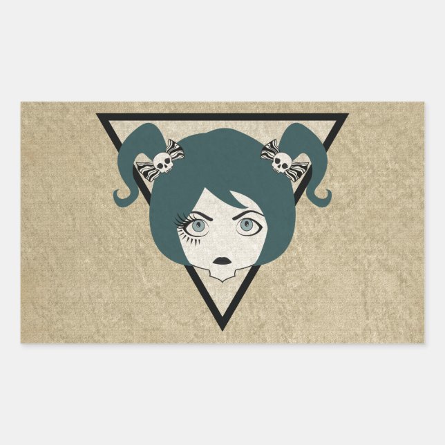 Pegatina Rectangular dama de ojos (Anverso)