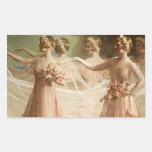 Pegatina Rectangular Damas de honor