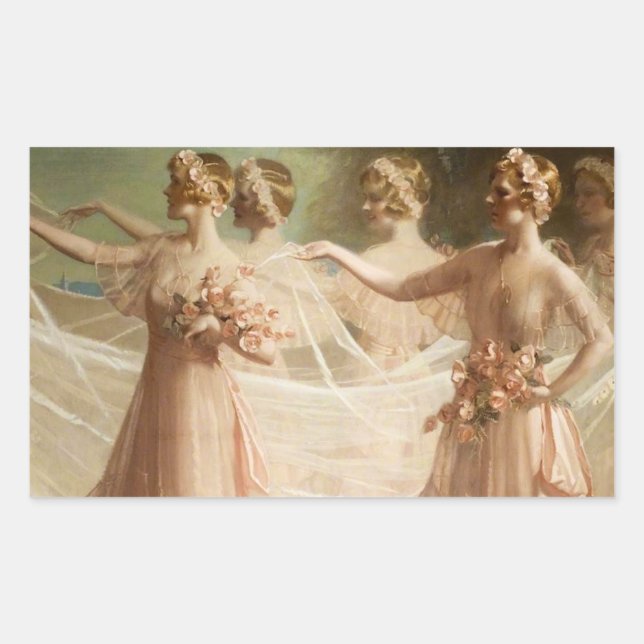 Pegatina Rectangular Damas de honor (Anverso)