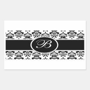 Pegatina Rectangular Damasco negro